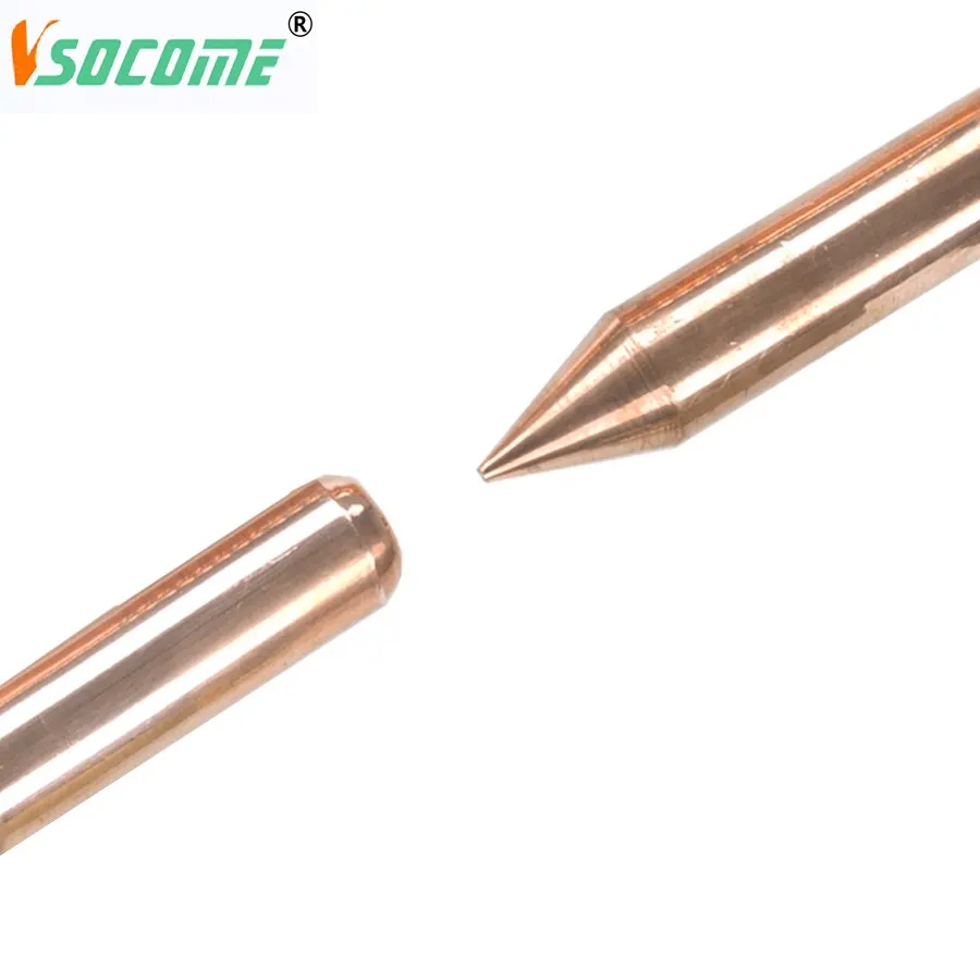 1/2" 5/8" 3/4" Solid Copper bonded Earth Rod Price copperweld clad steel ground rod for earthing system material
