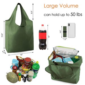 Tùy chỉnh in ấn logo Ripstop máy có thể giặt 190T polyester hàng tạp hóa gấp Tote Túi tái sử dụng rPet có thể gập lại mua sắm túi - Product Image 2