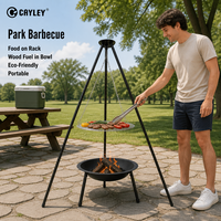 Barbecue suspendu sur trépied avec foyer, support de cuisson pour feu de camp extérieur, idéal pour le camping, les pique-niques et les fêtes en plein air