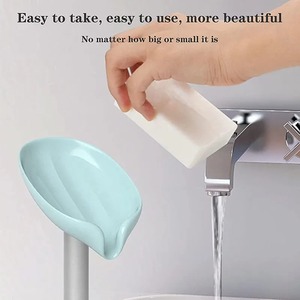 Jabonera con Forma de Hoja, Autodrenante, sin Perforaciones, con Ventosa, Apta para Baño - Product Image 4
