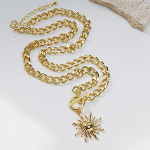 ビンテージ鋳造サンチャーム天体OTバックルネックレス18kゴールドメッキチャンキーサンペンダントネックレス女性用 - Product Image 3