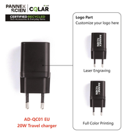 Chargeur Pannex EU 20W A+C Écologique (AD-QC01 EU) Prise de voyage 2-en-1 à charge rapide
