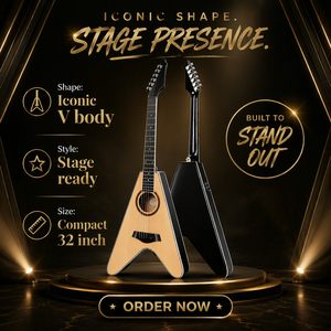 Akustische E-Gitarre mit massiver Fichtendecke, <span class=keywords><strong>32</strong></span> Zoll Flying-V-Form mit Tonabnehmer EARTHGRACE D-32K, für professionelle Bühnenauftritte - Product Image 4