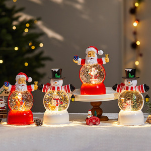 Lanterne à eau musicale écologique de style européen, petite, avec Père Noël et bonhomme de neige, veilleuse lumineuse, ornement artisanal - Product Image 5