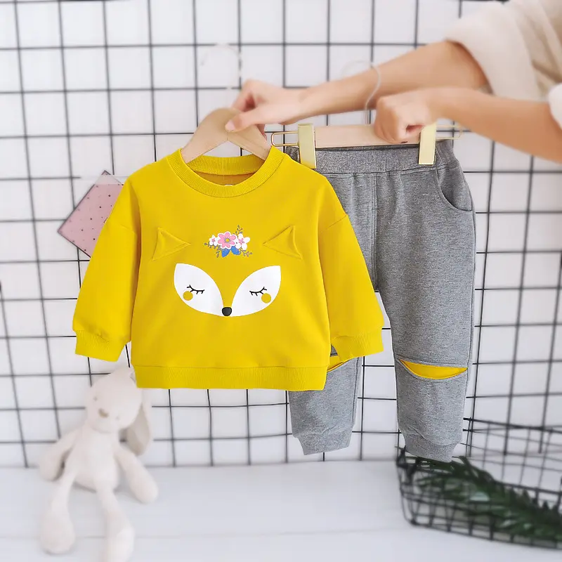 1-5Y Baby Girl Clothes Autumn Set Kid Long Sleeve Clothing Cotton Sweatshirt + Pants 2pcs Set Toddler Infant Outfits Set