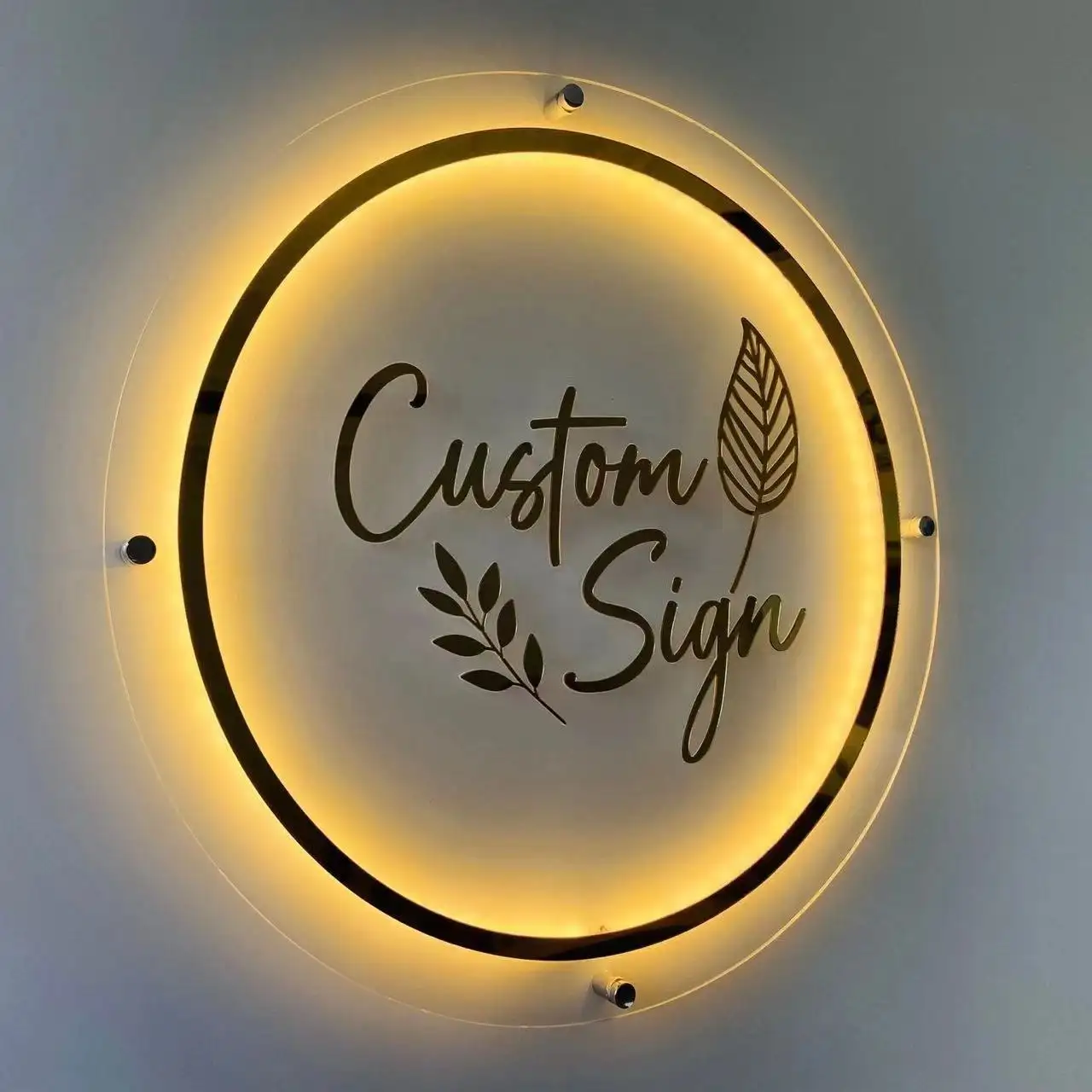 Custom Business Logo 3d Acryl Borden Schoonheidssalon Nagel Haarstudio Led Neon Lichtbord Kantoor Achtergrond Decoratie Bedrijfsnaam