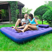 Matelas Portable Gonflable Confortable Air Camping Lit Floqué Pvc Matériel Queen Size 48 Trous pour Intérieur et Extérieur