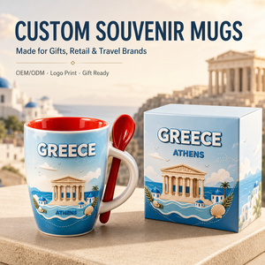 Mug en céramique personnalisé Grèce Athènes Parthénon Égée Historique avec cuillère, emballage de détail, compatible lave-vaisselle, approvisionnement direct usine - Product Image 1