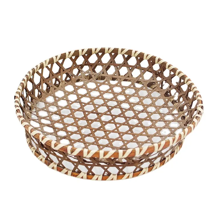Natural Color Wicker Rattan Bamboo Weave Storage Basket For Fruit Veg And Food
