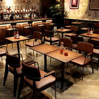 Ensemble de chaises de bar hautes en bois massif et cuir vintage pour discothèque, café, restaurant, mobilier commercial