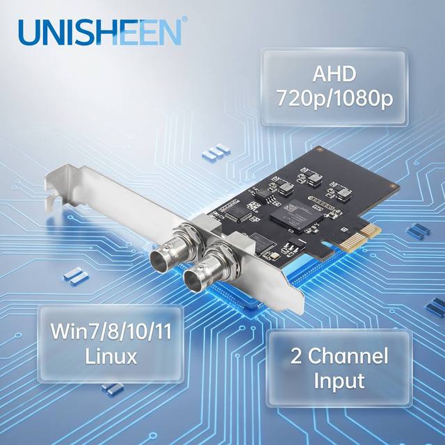 UCAHD-2CH Professional Dual Channel 1080P PCIe AHD Video Capture Card Compatible with DirectShow for Security Surveillance