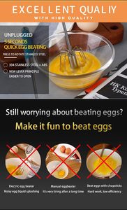 2 in 1 Manual Semi-Automatic Stainless Steel <b>Egg</b> Whisk <b>Egg</b> Beater - Product Image 4