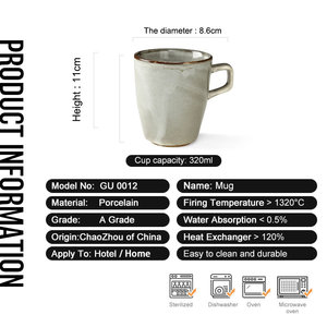 Tasse à café et à thé réutilisables en porcelaine, vaisselle en céramique, vente en gros directement d'usine, 300ml - Product Image 6