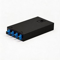 Caja de Empalmes de Fibra Óptica de 4 Puertos SC con Tapa Deslizante y Conectores Precargados, Caja de Acero Negra para Telecomunicaciones en Interiores, con Logotipo Personalizado