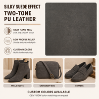 Cuero Sintético PU de Dos Tonos con Efecto Gamuza Sedosa de 1.1mm y 52 Pulgadas de Ancho, Colores Personalizados para Zapatos, Tapicería y Bolsos, Venta al Por Mayor