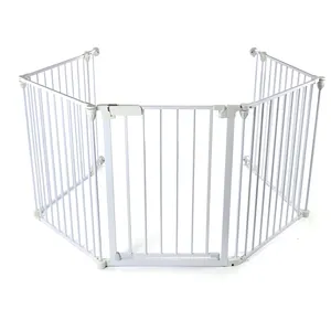 Puerta de seguridad para mascotas para niños y bebés, valla de acero de extensión superamplia de alta calidad