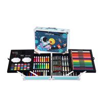 Ensemble d'art pour enfants de 145 pièces, stylos et crayons à l'aquarelle écologiques, boîte en aluminium double couche, outils de dessin et de peinture