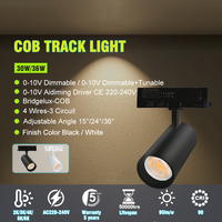 Lámpara de Riel LED Moderna Ajustable de Aluminio con Diseño de Brazo Lateral, Ra90, Garantía de 5 Años, 4 Cables, 3 Circuitos, 30W 36W COB, Riel Magnético