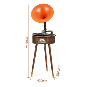 Retro Multi Function Floor <b>Standing</b> Gramophone <b>Speaker</b> With FM Radio For Home Living Room Use USB TF Card Slot Wood Material - Product Image 3