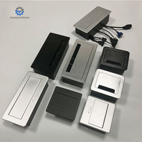 Vente chaude Rectangle Forme En Aluminium Couverture Flip-Up Socket Meubles Table Top Bureau Chambre Hôtel Gestion Des Câbles En Alliage