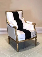 Alexander Villa Classic Antique Fauteuil Européen Confortable en Cuir Véritable Anglais Chaise de Loisirs Meubles de Maison Noir Blanc