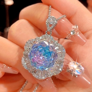 Factory Wholesale Fashion Eco-friendly Copper Gold Plated 16-12mm Gradient Zircon Floral Jewelry <b>Set</b> Romantic Wedding Engagement - Product Image 4