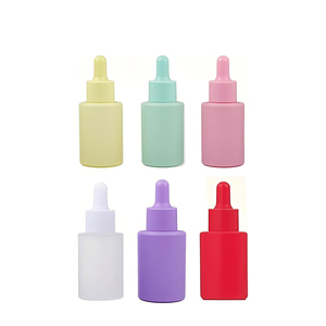 Empty Cosmetic Customized Flat Shoulder Frosting Essential Oil <b>Dropper</b> <b>Bottle</b> 30ml with Box and Logo Print - Product Image 1