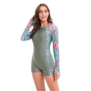 Bañador personalizado con estampado de sublimación para mujer, traje de baño de Surf con logotipo para niña, ropa de playa de manga larga sin espalda, venta al por mayor - Product Image 3