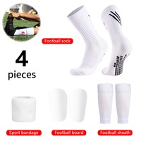 Chaussettes de football personnalisées avec grip sportif et protège-tibias avec sangles en Spandex/Polyester respirant et antidérapant