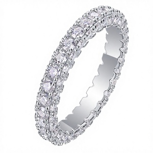 แหวนแต่งงานทรงกลมประดับเพชรโมอิสซาไนต์ เงินแท้ 925 ชุบเคลือบแบบพาเว่ สำหรับทั้งชายและหญิง - Product Image 2