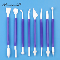 Panwenbo-Kit d'outils de sculpture en argile à modeler en plastique pour enfants, kit d'outils de poterie en céramique à double tête, 8 pièces