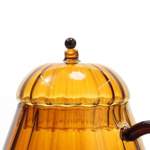 مضلع البورسليكات صغيرة مصغرة اليقطين شكل العنبر اللون أقداح قهوة زجاجية القدح كوب مع مقبض و غطاء - Product Image 3