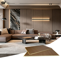 Panneau mural imperméable E0 WPC ignifuge B1, revêtement décoratif intérieur, planche à grain de bois, villa, chambre à coucher, moderne, 5 ans