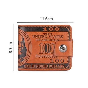 Moda kısa düğme özel erkekler erkekler için kartlıklı cüzdan özel logo cüzdan çanta