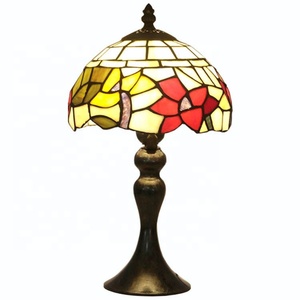 LongHuiJing 8Inch European Tiffany Rose Pattern Desk Lamp Retro Stained Glass Lamp Table Light Home <b>Decorative</b> <b>Lighting</b> - Product Image 2