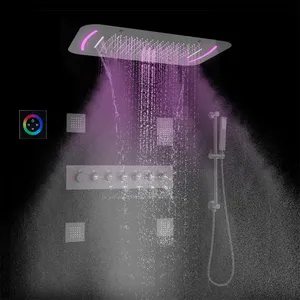 Atomizing Bubble Waterfall Rain Shower Head With LED Panel
