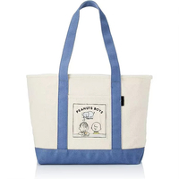 Sac fourre-tout en toile de coton personnalisé, écologique, grande capacité, avec motif mignon, longues poignées, pour voyage et shopping, fermeture ouverte