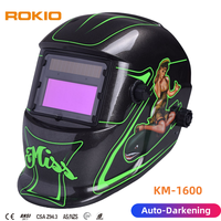 Casque de soudeur à obscurcissement automatique haute définition avec design de décalcomanie personnalisé, protection UV pour le soudage en zone sombre