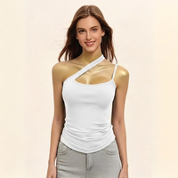 Haut de base sans bretelles pour femme, style gilet, ultra-séduisant et sexy, coupe ajustée, révélant la silhouette, haute élasticité, écologique et respirant
