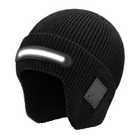 Gorros de Invierno Personalizados al por Mayor para Patinaje, Fiestas al Aire Libre, con Luces LED, Visión Nocturna, Auriculares Inalámbricos, Gorro de Senderismo
