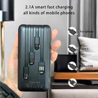 Banque d'Alimentation Portable 20000 mAh avec 4 Câbles Intégrés et 3 Ports USB, Charge Rapide Personnalisée pour Téléphones, pour Oraimo