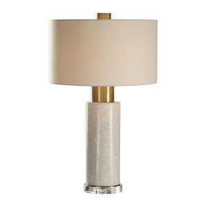 Lampe de table moderne en verre géométrique gris givré avec base en cristal |   Éclairage contemporain sculptural pour hall d'hôtel et espaces haut de gamme - Product Image 4