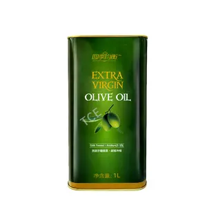 Lata de aceite de oliva de Metal reciclable vacía de 500ml a 5L, embalaje cuadrado para cocinar verduras, hojalata de grado alimenticio, Impresión de logotipo personalizado