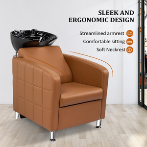 Silla de Barbero Profesional de Cerámica Negra con Estructura Metálica, Taburete Comercial para Salón de Belleza y Barberías, Venta al Por Mayor - Product Image 4