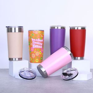 Customization Acceptable Powder Coated Travel Mug 20oz 30oz <b>Coffee</b> Tumbler for Laser Engraving - Product Image 1