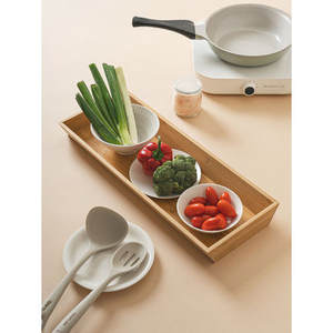 Plateau de service en bambou 50x20 cm Plateau en bois écologique Style vintage Petit déjeuner Plateau à thé pour la cuisine Assiette décorative - Product Image 1