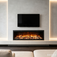 Cheminée électrique encastrable en métal pour extérieur de 80 pouces avec télécommande, montage mural, effet de flamme à 13 couleurs