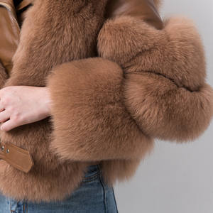 QIUCHEN QC20066 manteau de fourrure véritable femmes manteaux d'hiver veste de fourrure de renard véritable vestes en cuir véritable peau de mouton vêtements de fourrure de luxe - Product Image 4