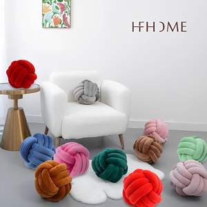 Coussin rond coloré en gros pour la décoration intérieure, 13 cm, 22 cm, 28 cm, coussin doux en forme de boule nouée - Product Image 4
