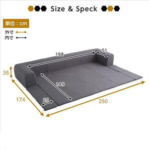 โซฟาเบดแบบปรับเปลี่ยนได้รูปตัว L พับได้อเนกประสงค์ บรรจุโฟม สำหรับเด็ก สัตว์เลี้ยง ผู้ใหญ่ ผู้สูงอายุ - Product Image 2